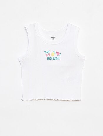 Débardeur côtelé brodé