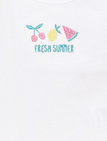 Débardeur côtelé brodé