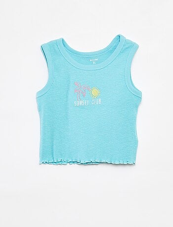 Débardeur côtelé brodé