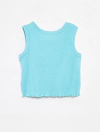 Débardeur côtelé brodé