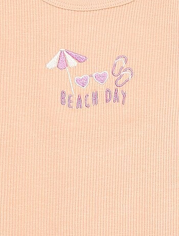 Débardeur côtelé brodé