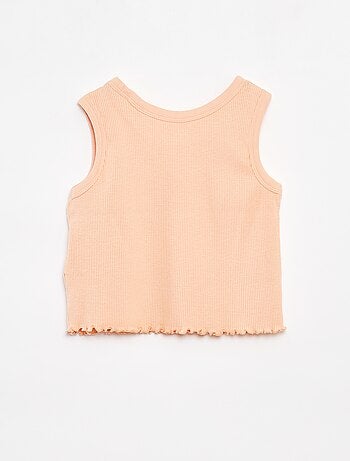 Débardeur côtelé brodé