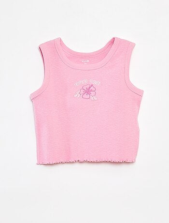 Débardeur côtelé brodé