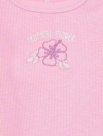 Débardeur côtelé brodé