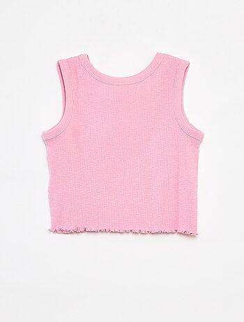 Débardeur côtelé brodé