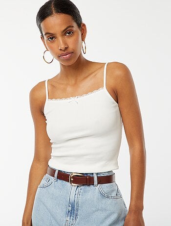 Débardeur côtelé sans manches crop top
