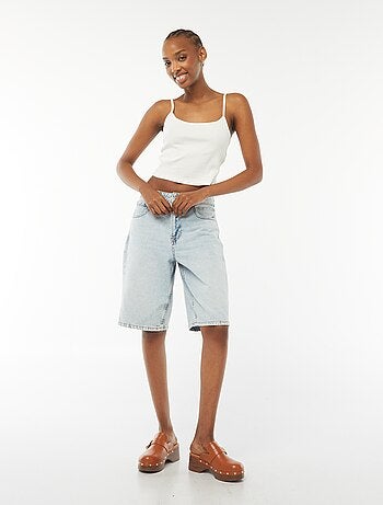 Débardeur crop-top en matière côtelée
