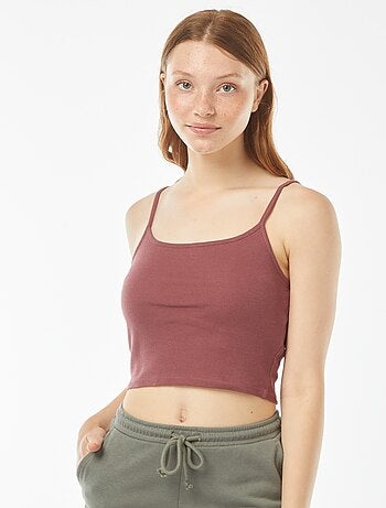 Débardeur crop-top en matière côtelée