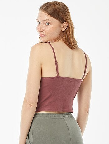 Débardeur crop-top en matière côtelée