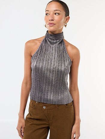 Débardeur emmanchures américaines en maille plissée
