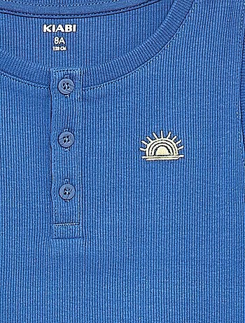 Débardeur en matière côtelée avec col boutonnée