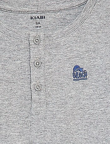 Débardeur en matière côtelée avec col boutonnée