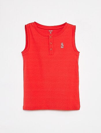 Débardeur en matière côtelée avec col boutonnée