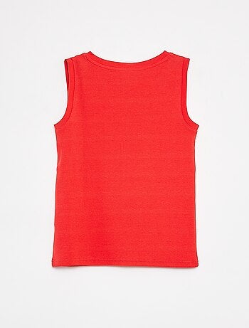 Débardeur en matière côtelée avec col boutonnée