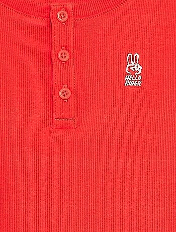 Débardeur en matière côtelée avec col boutonnée