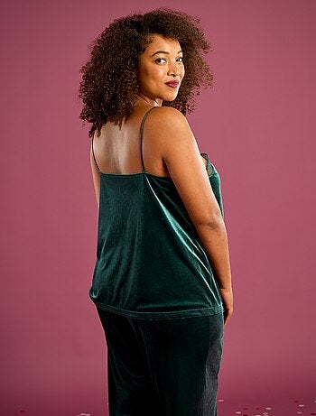 Débardeur en velours avec bord en dentelle