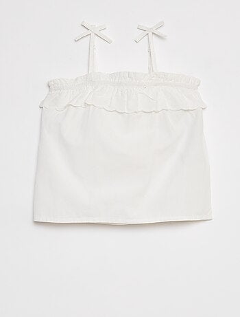 Débardeur en voile de coton avec broderie anglaise