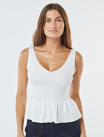Débardeur évasée en maille côtelée