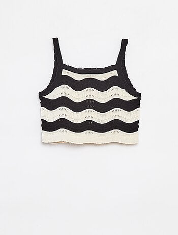 Débardeur rayé en maille crochet
