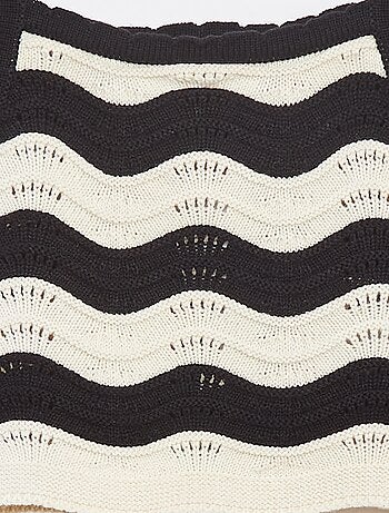 Débardeur rayé en maille crochet