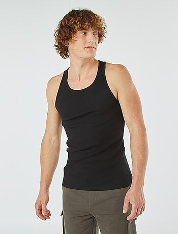 Débardeur uni en maille côtelée