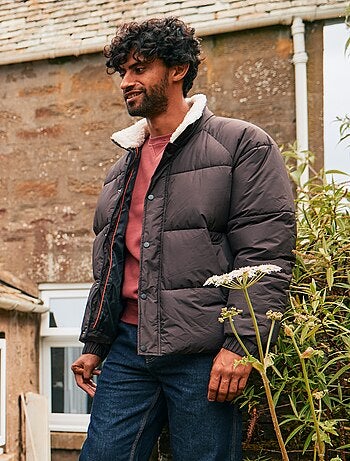 Doudoune déperlante unie avec liens de serrage bas de corps