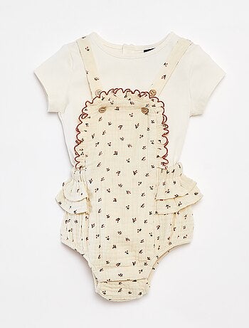 Ensemble barboteuse avec salopette + tee-shirt