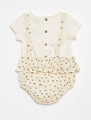 Ensemble barboteuse avec salopette + tee-shirt