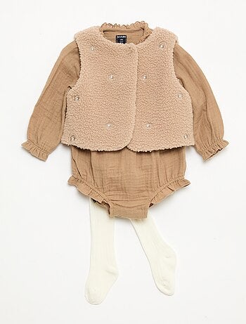 Ensemble barboteuse + gilet + collants