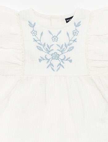 Ensemble blouse brodée + short - 2 pièces