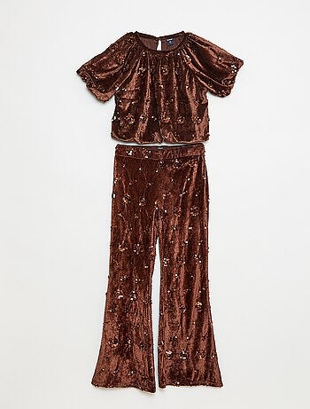Ensemble blouse + pantalon flare fit en velours