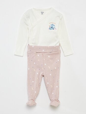 Ensemble body + legging avec pieds 'Stitch'