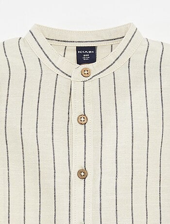 Ensemble chemise à col mao + short - 2 pièces