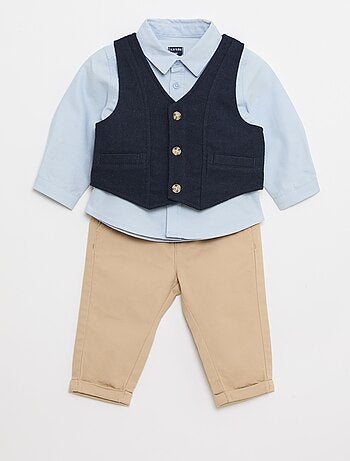 Ensemble chemise + pantalon + gilet - 3 pièces