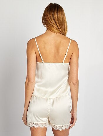 Ensemble de nuit débardeur + short en satin - 2 pièces