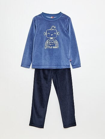 Ensemble de pyjama long en velours t-shirt + pantalon - 2 pièces