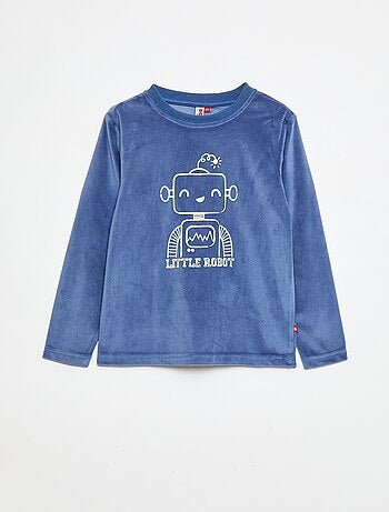 Ensemble de pyjama long en velours t-shirt + pantalon - 2 pièces