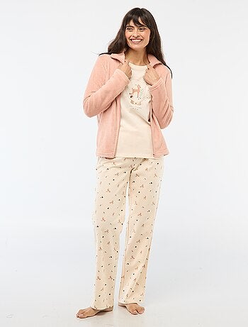 Ensemble de pyjama long + sweat zippé en polaire - 3 pièces