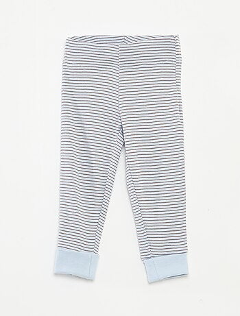 Ensemble de pyjama long t-shirt + pantalon à rayures - 2 pièces