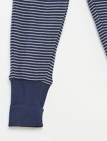 Ensemble de pyjama long t-shirt + pantalon à rayures - 2 pièces