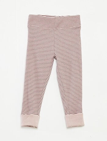 Ensemble de pyjama long t-shirt + pantalon à rayures - 2 pièces