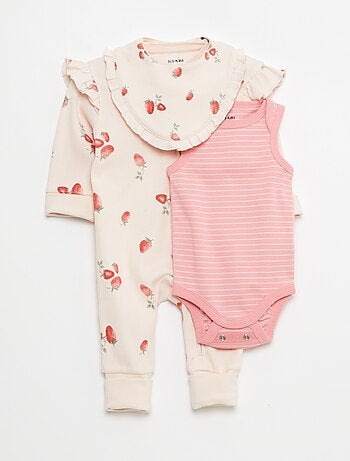 Ensemble dors-bien + bavoir + body - 3 pièces