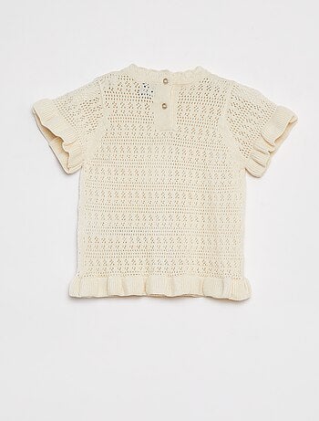 Ensemble en tricot t-shirt + short + bandeau - 3 pièces