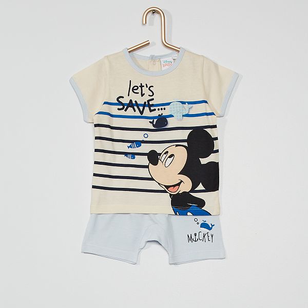 Ensemble Mickey Bebe Garcon Beige Bleu Kiabi 10 40