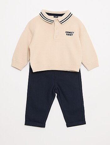 Ensemble polo chaud + pantalon - 2 pièces