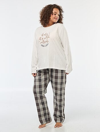 Ensemble pyjama 2 pièces t-shirt + pantalon à carreaux - 2 pièces
