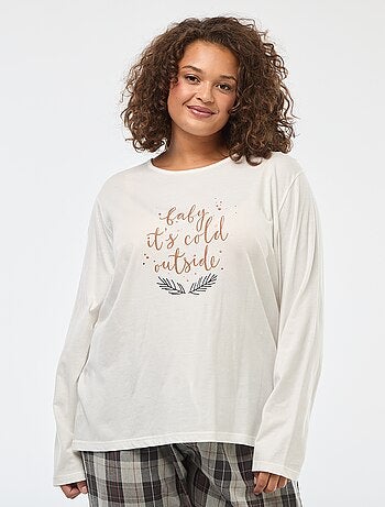 Ensemble pyjama 2 pièces t-shirt + pantalon à carreaux - 2 pièces