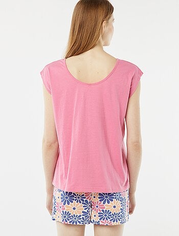 Ensemble pyjama court en pointelle short + t-shirt - 2 pièces
