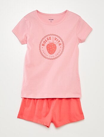 Ensemble pyjama court t-shirt + short - 2 pièces