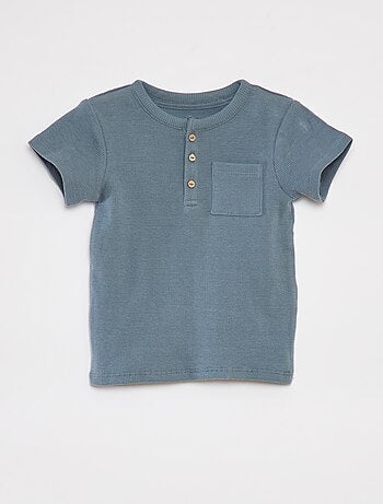 Ensemble pyjama court t-shirt + short en maille gaufrée - 2 pièces